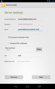 Nexus 7 Mail Settings